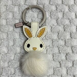 Coach White Bunny Keychain